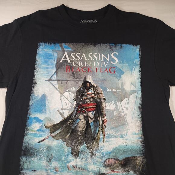Assassins Creed 4 Black Flag Short Sleeve Graphic T Shirt Mens Size M Black - Picture 1 of 9